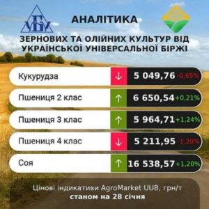 Цінові індикативи на зерно за 22-28 січня