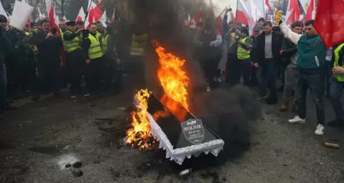 У центрі Варшави протестуючі спалили прапор ЄС та труну з написом Фермер - INFBusiness