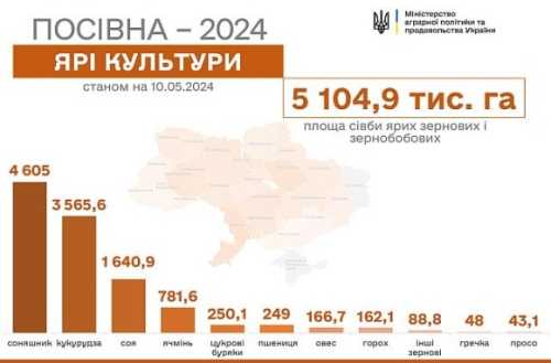 На контрольованій Україною території засіяно 6,3 млн га олійних та 5,1 млн га зернових та зернобобових культур. Це складає більше 90 % від запланованих площ посіву. В Україні засіяли 90% запланованих площ - INFBusiness