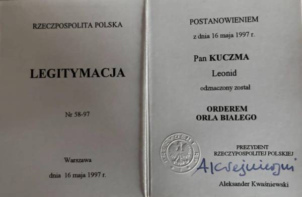 Кучма теж відмовився від польського ордена Білого Орла 5
