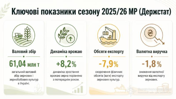 Зерновий врожай збільшився на 8%, тоді як експорт скоротився на 7,9%: результати 2025/26 маркетингового року — SuperAgronom.com 6