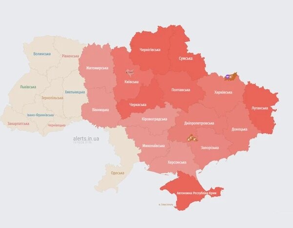 Мапа повітряних тривог України: актуальний стан на 9 серпня 2026 року