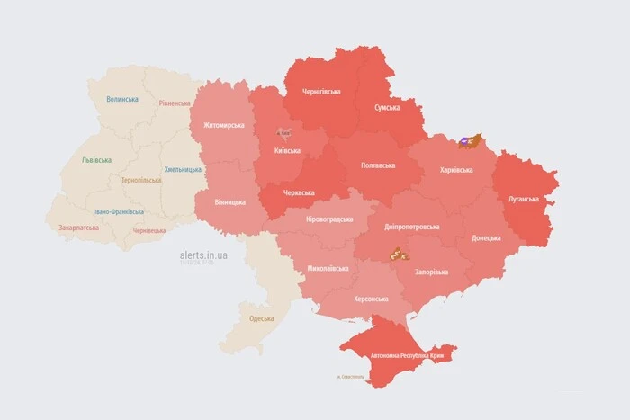 Карта повітряних тривог України онлайн 9 серпня 2026