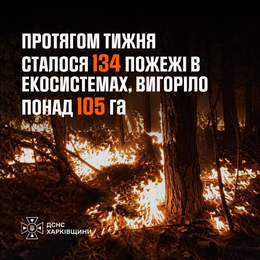 Рятувальники Харківщини ліквідували 134 пожежі в екосистемах